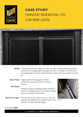 Car Park Gate safety case study for Mainstay Residential Ltd